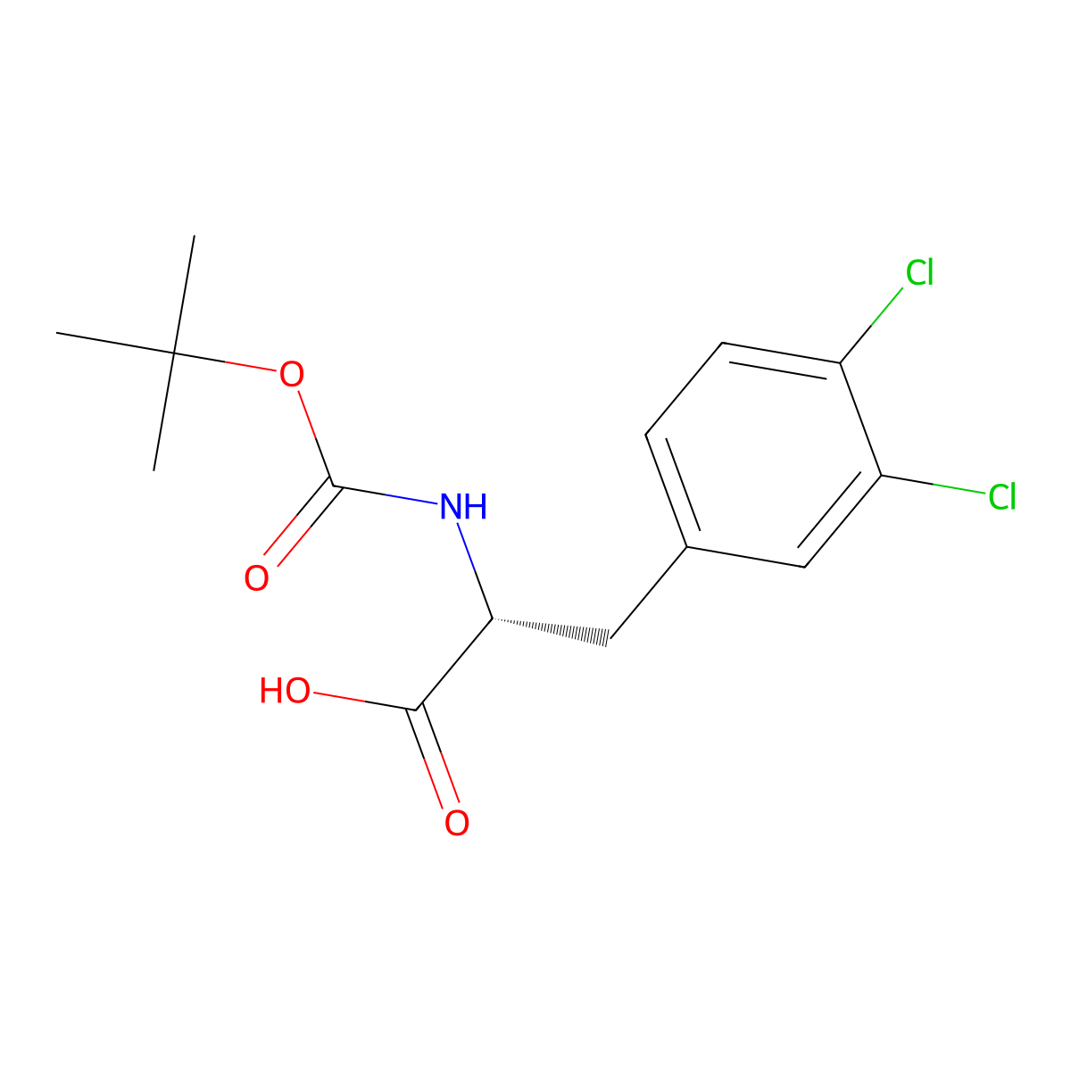 3,4-Dichloro-N-((1,1-dimethylethoxy)carbonyl)-D-phenylalanine molecular structure, CAS 114873-13-1