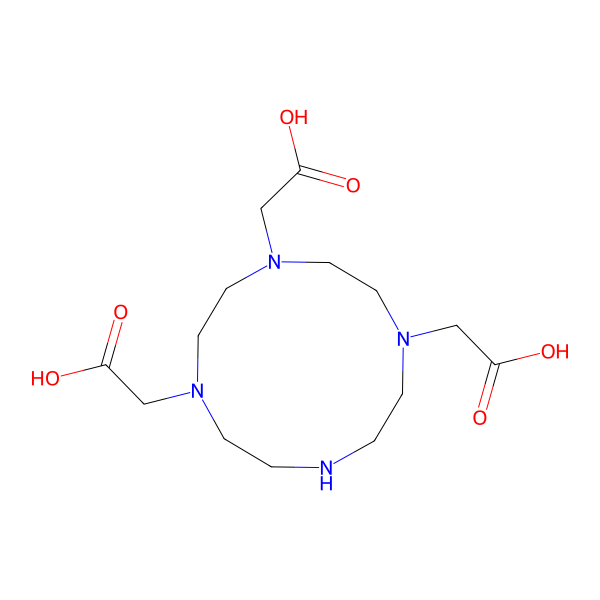 1,4,7-Tris(carboxymethyl)-1,4,7,10-tetraazacyclododecane molecular structure, CAS 114873-37-9