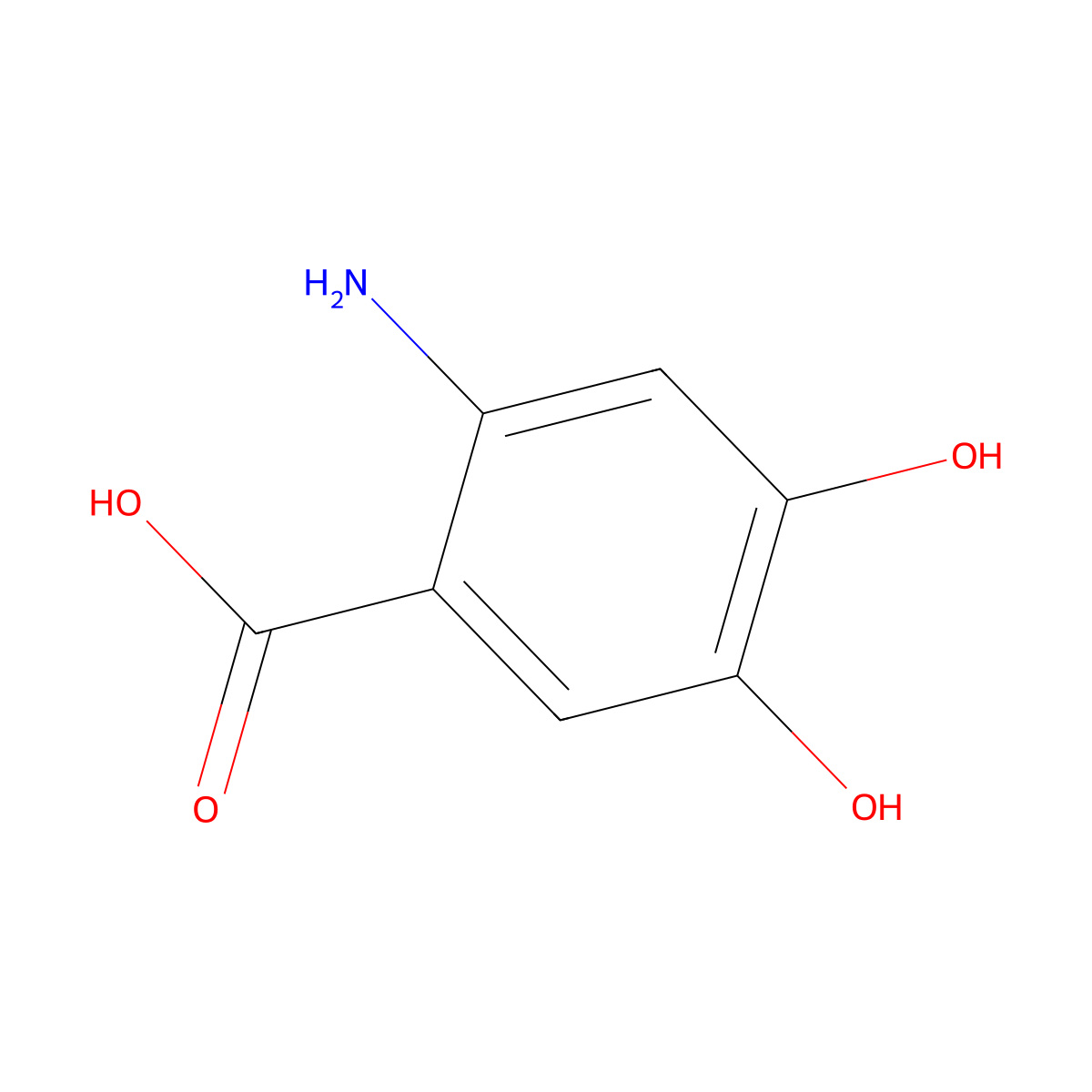2-Amino-4,5-dihydroxybenzoic acid molecular structure, CAS 114874-99-6