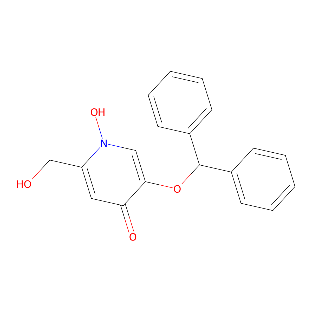 5-(Diphenylmethoxy)-1-hydroxy-2-(hydroxymethyl)-1,4-dihydropyridin-4-one molecular structure, CAS 114875-62-6
