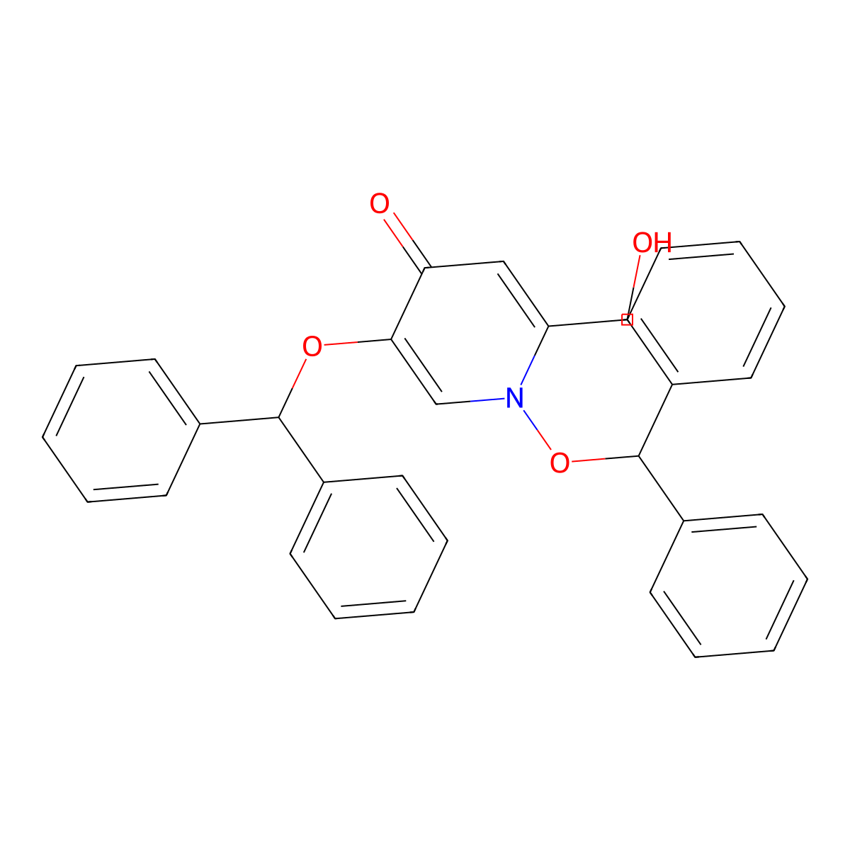 4(1H)-Pyridinone, 1,5-bis(diphenylmethoxy)-2-(hydroxymethyl)- molecular structure, CAS 114875-63-7