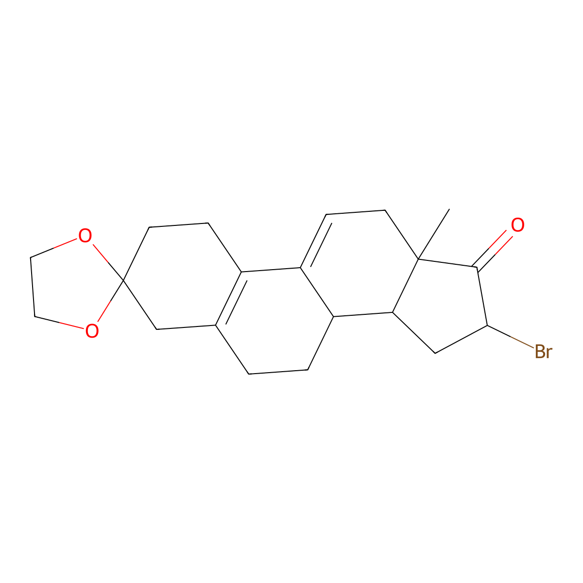 Estra-5(10),9(11)-diene-3,17-dione, 16-bromo-, cyclic 3-(1,2-ethanediyl acetal), (16|A)-(9CI) molecular structure, CAS 114896-41-2