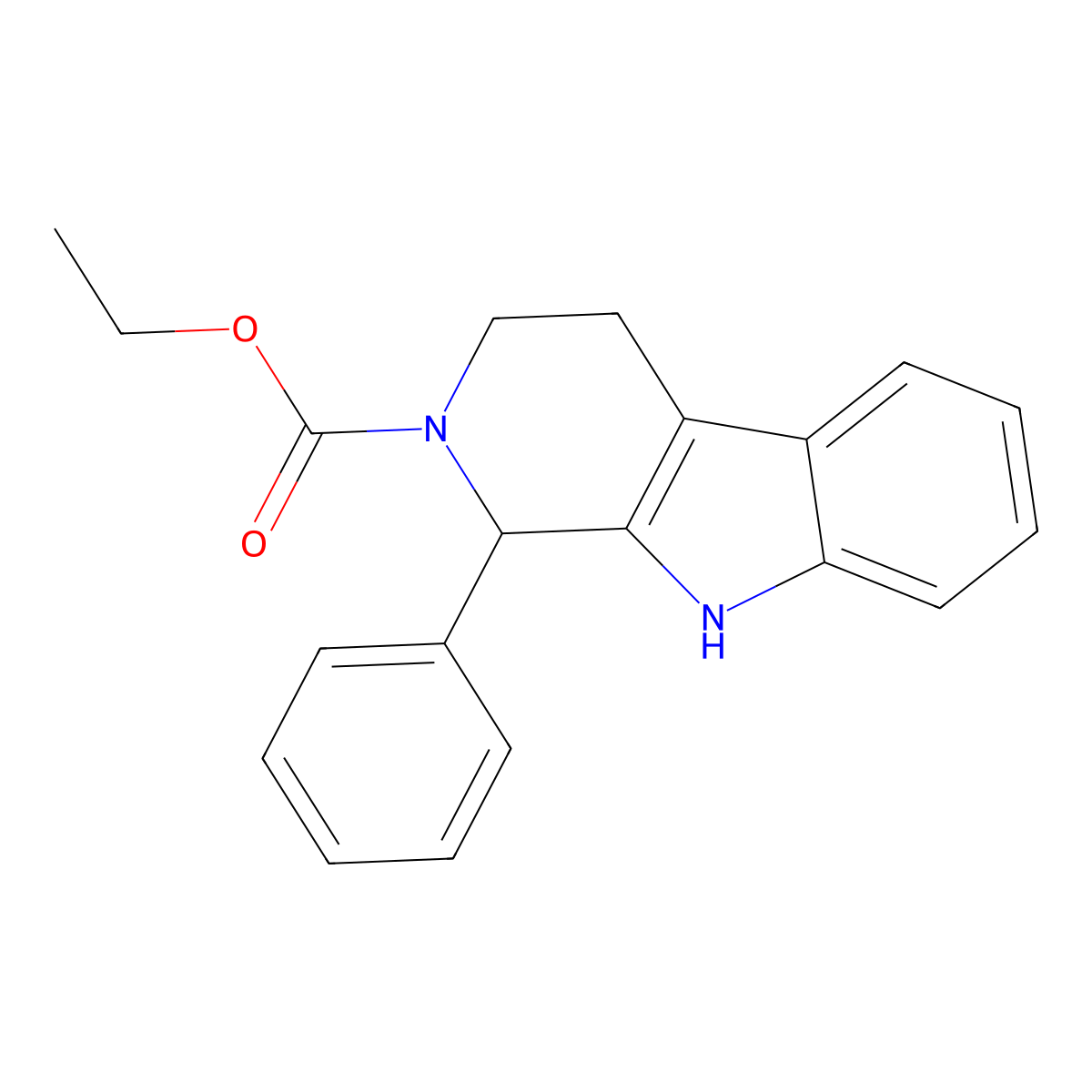 2H-Pyrido(3,4-b)indole-2-carboxylic acid, 1,3,4,9-tetrahydro-1-phenyl-, ethyl ester molecular structure, CAS 114896-50-3
