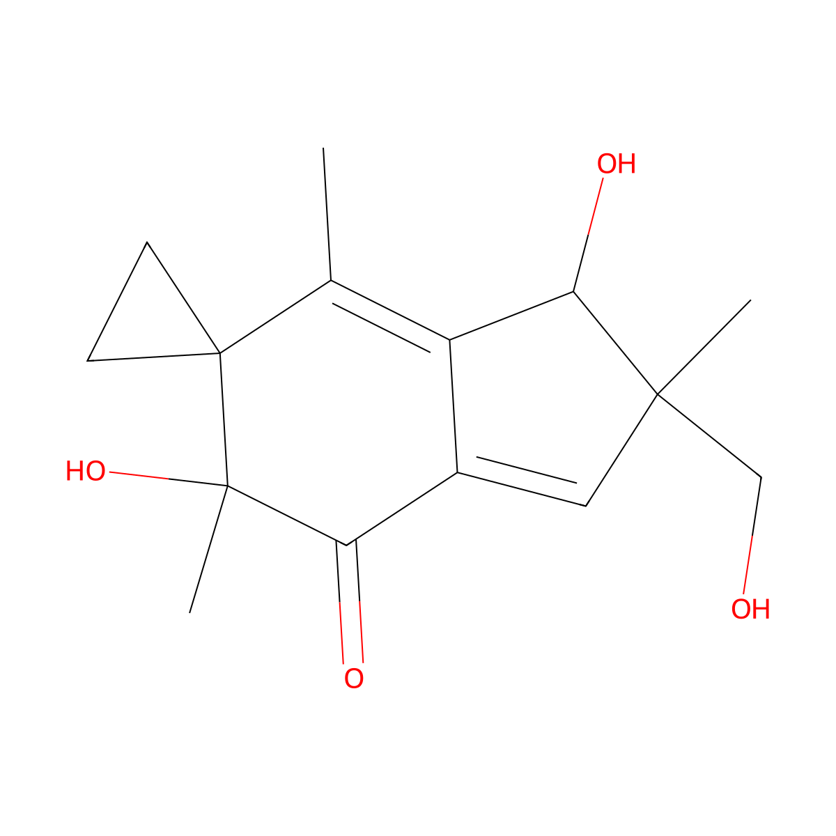 (2'S,3'R,6'R)-2',3'-Dihydro-3',6'-dihydroxy-2'-(hydroxymethyl)-2',4',6'-trimethylspiro(cyclopropane-1,5'-(5H)inden)-7'(6'H)-one molecular structure, CAS 1149-99-1