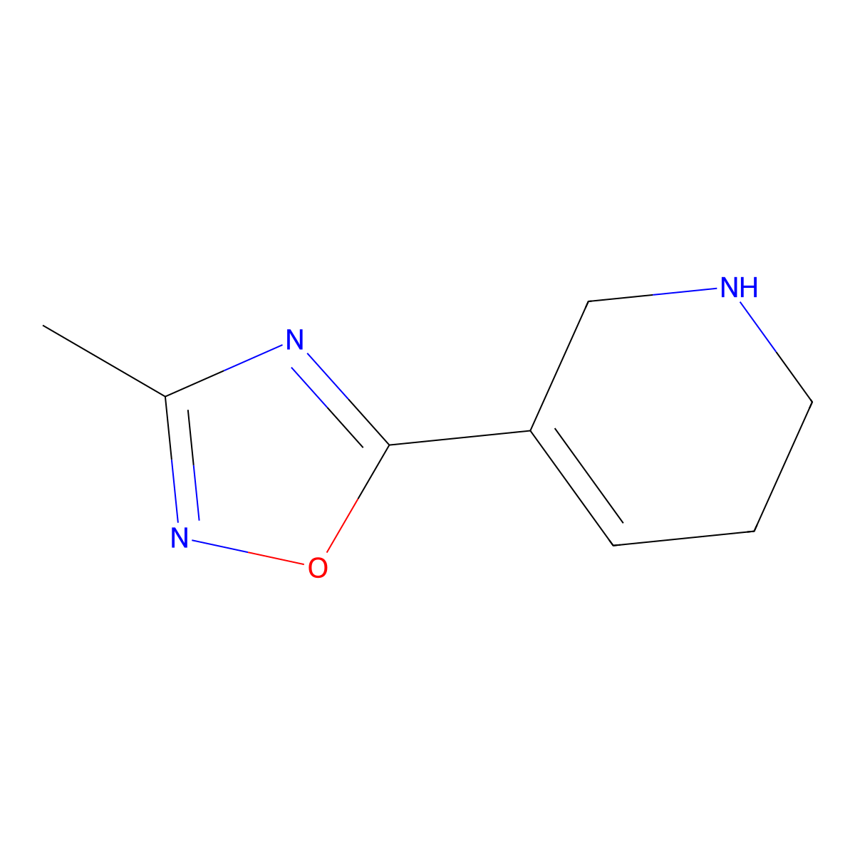 3-Methyl-5-(1,2,5,6-tetrahydropyridin-3-yl)-1,2,4-oxadiazole molecular structure, CAS 114923-64-7