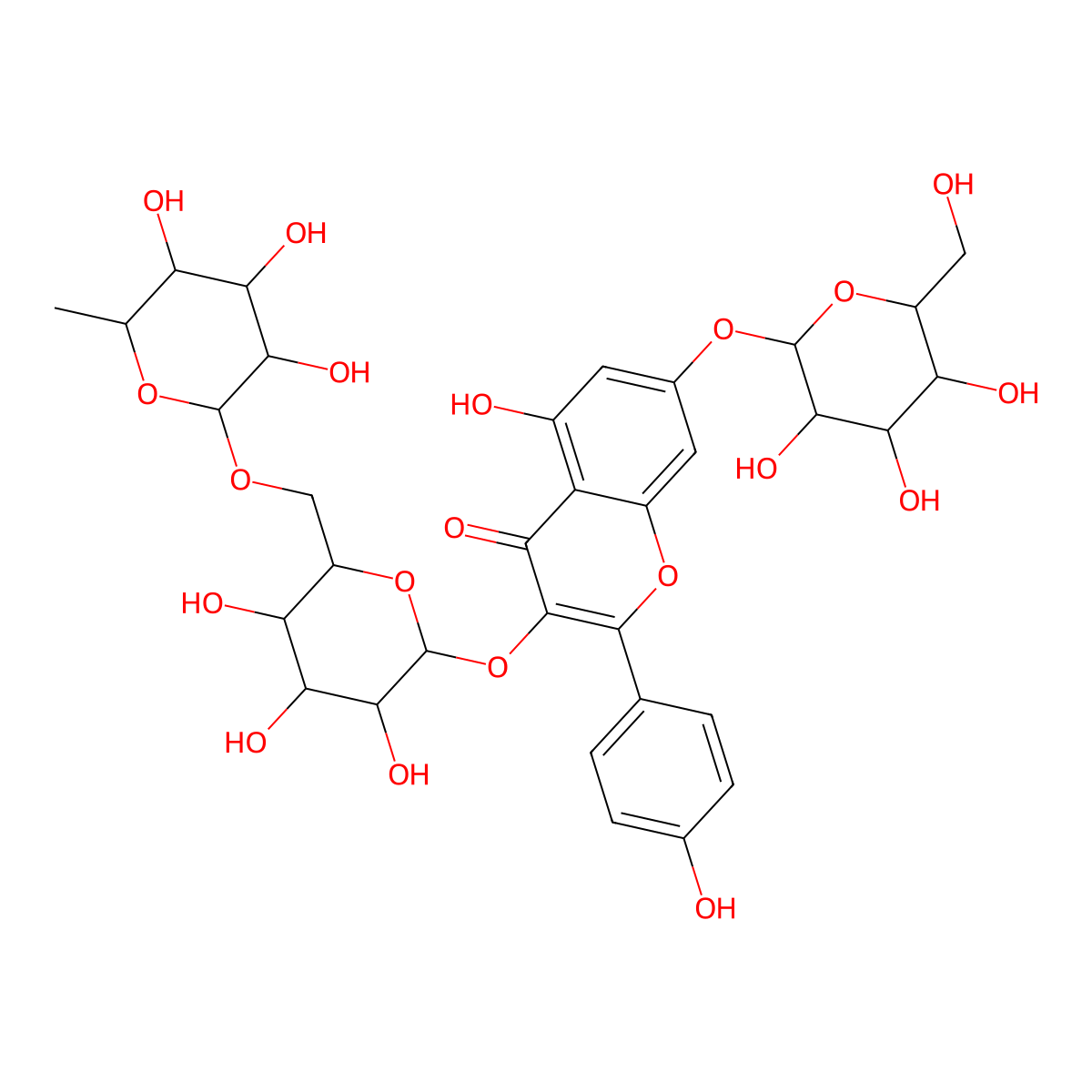 Kaempferol-3-O-robinoside-7-O-glucoside molecular structure, CAS 114924-89-9