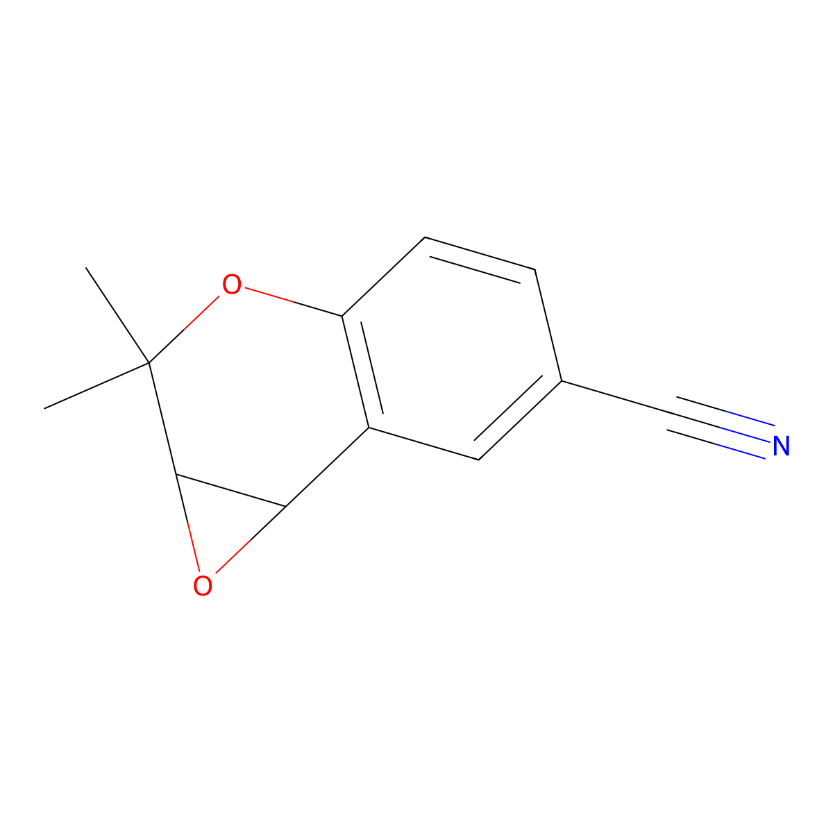 (1aS,7bS)-2,2-Dimethyl-1a,7b-dihydro-2H-oxireno[2,3-c]chromene-6-carbonitrile molecular structure, CAS 114926-02-2