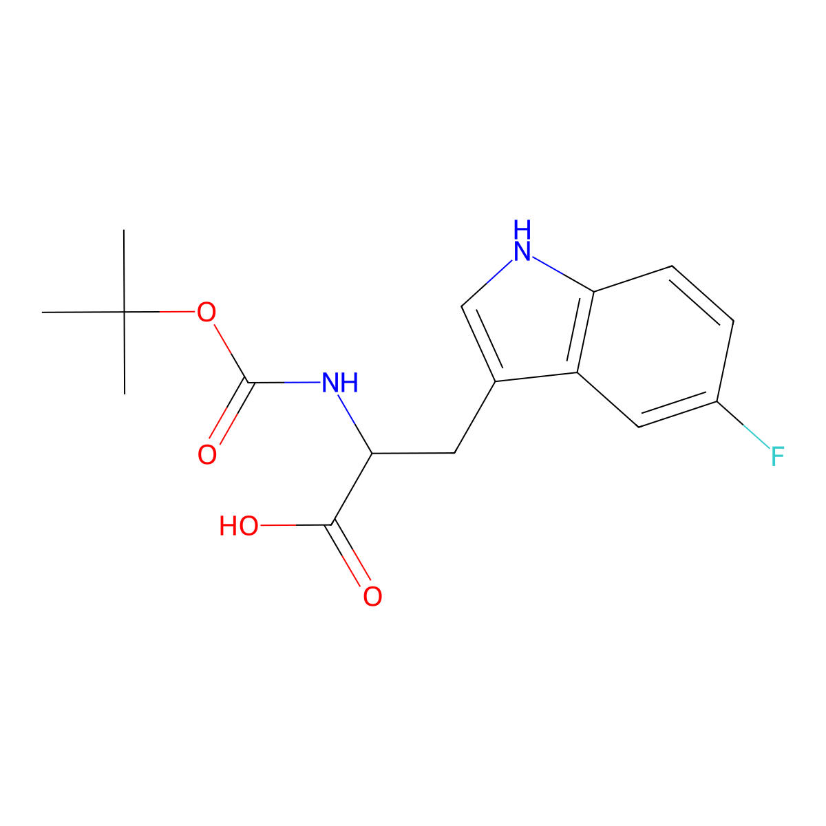 Boc-5-Fluoro-D-tryptophan molecular structure, CAS 114926-41-9