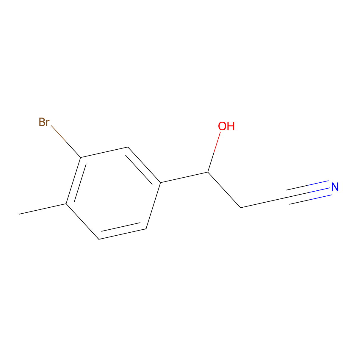 3-(3-Bromo-4-methylphenyl)-3-hydroxypropanenitrile molecular structure, CAS 1149358-08-6