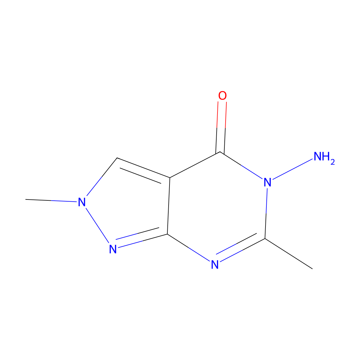 5-amino-2,6-dimethyl-4,5-dihydro-2H-pyrazolo[3,4-d]pyrimidin-4-one molecular structure, CAS 114936-13-9