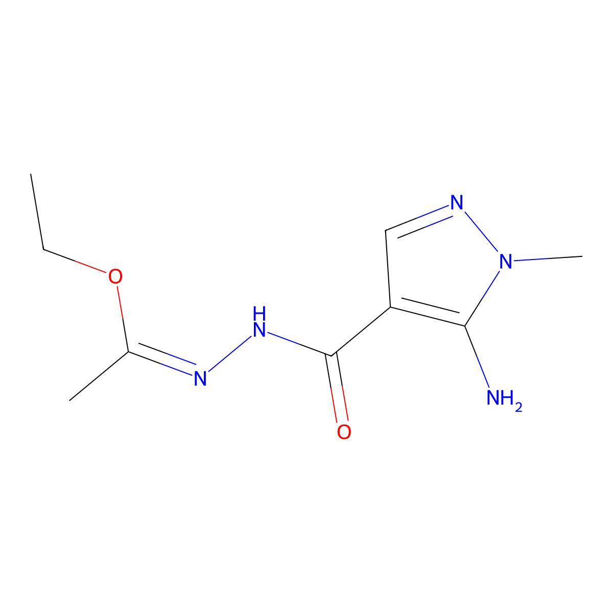 ethyl N-(5-amino-1-methylpyrazole-4-carbonyl)ethanehydrazonate molecular structure, CAS 114936-20-8