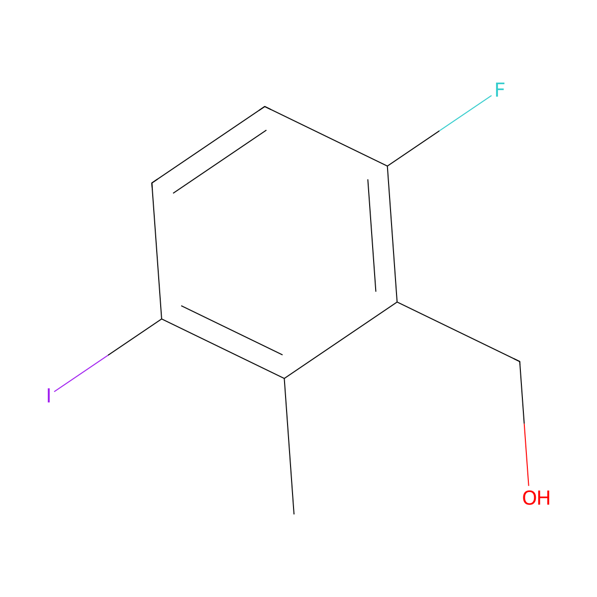 (6-Fluoro-3-iodo-2-methylphenyl)methanol molecular structure, CAS 1149379-05-4