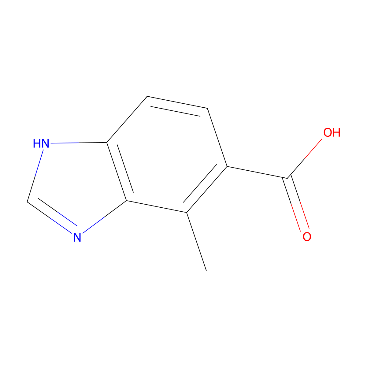 7-methyl-1H-1,3-benzodiazole-6-carboxylic acid molecular structure, CAS 1149383-69-6