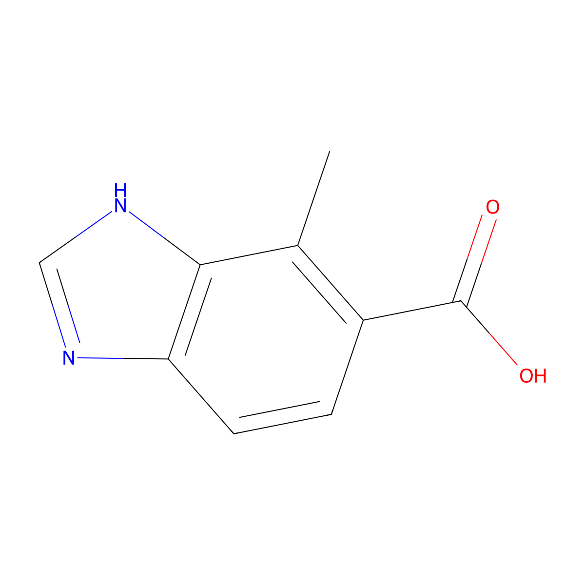 7-methyl-1H-1,3-benzodiazole-6-carboxylic acid molecular structure, CAS 1149383-69-6