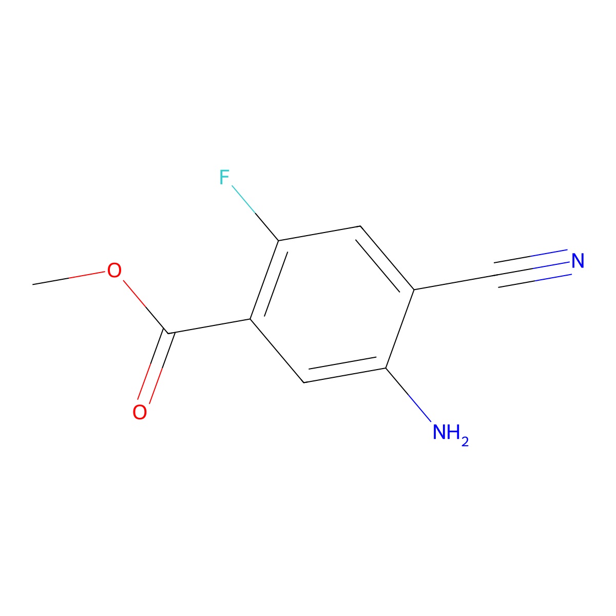 Methyl 5-amino-4-cyano-2-fluorobenzoate molecular structure, CAS 1149388-52-2