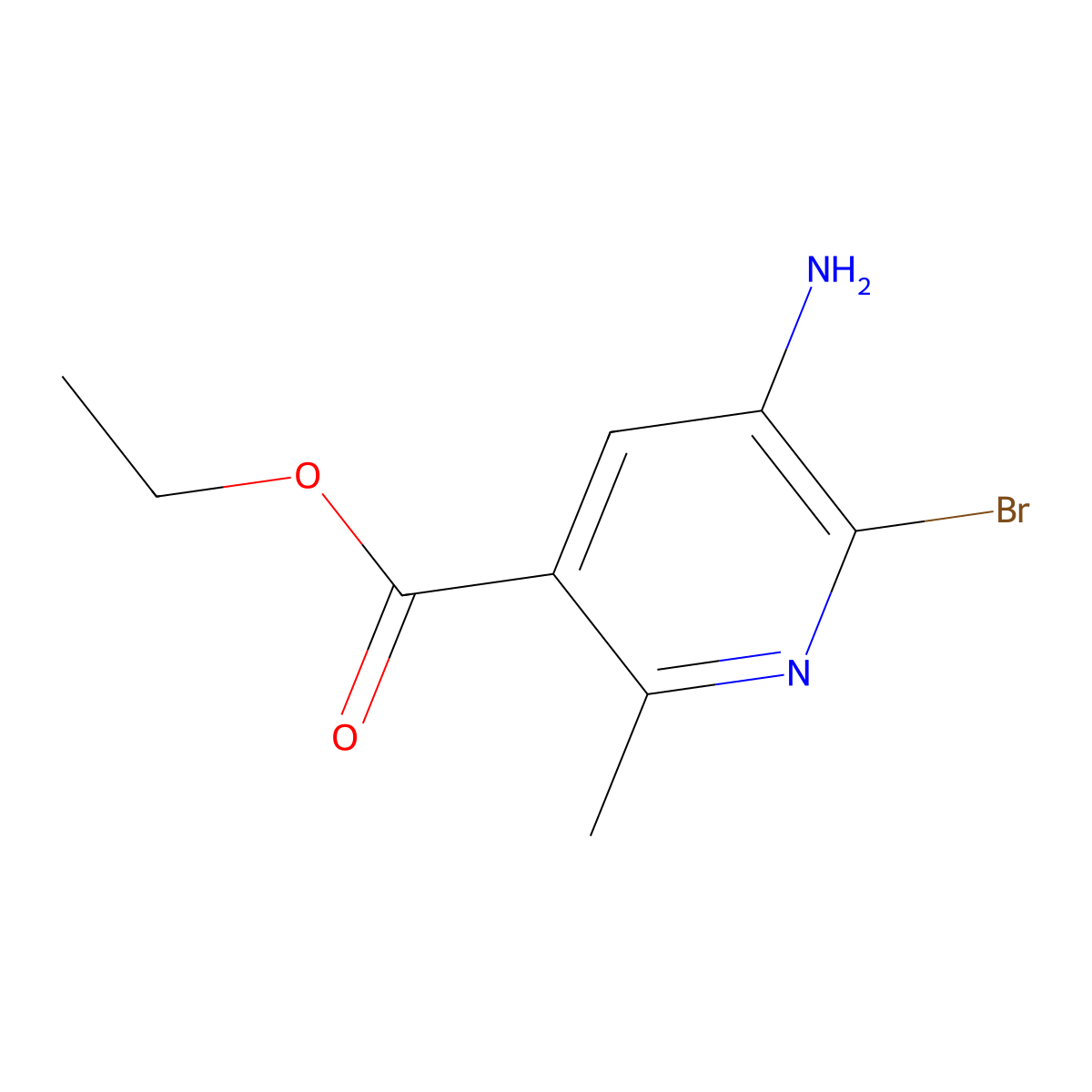 Ethyl 5-amino-6-bromo-2-methylnicotinate molecular structure, CAS 1149388-64-6