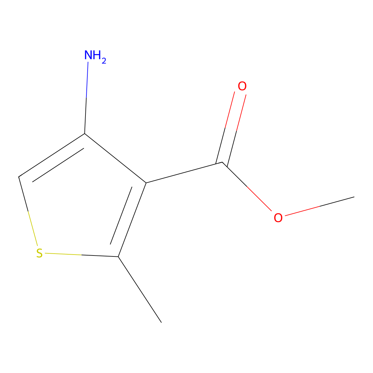 Methyl 4-amino-2-methylthiophene-3-carboxylate molecular structure, CAS 114943-05-4