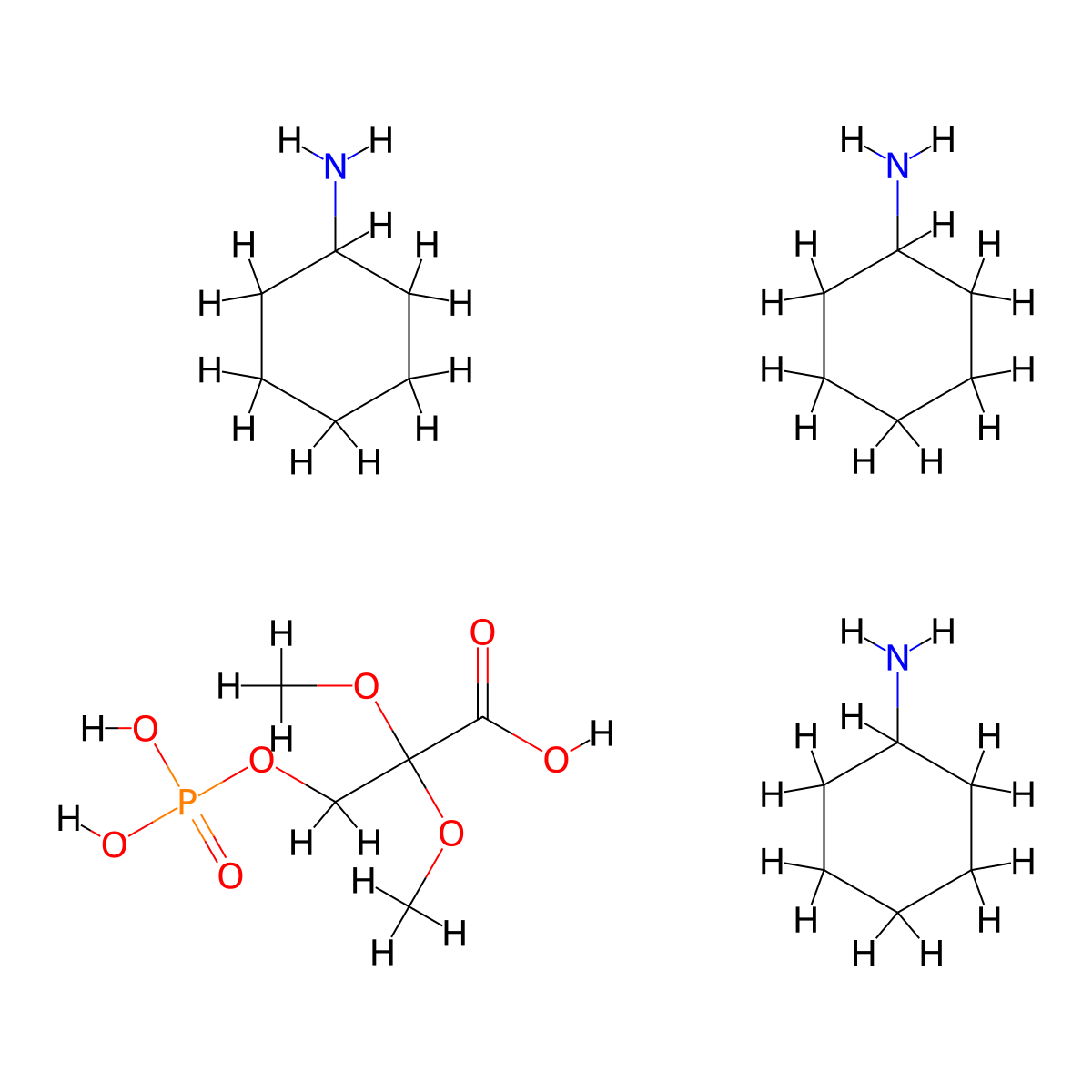 Cyclohexanaminium 2,2-dimethoxy-3-(phosphonatooxy)propanoate molecular structure, CAS 114947-07-8