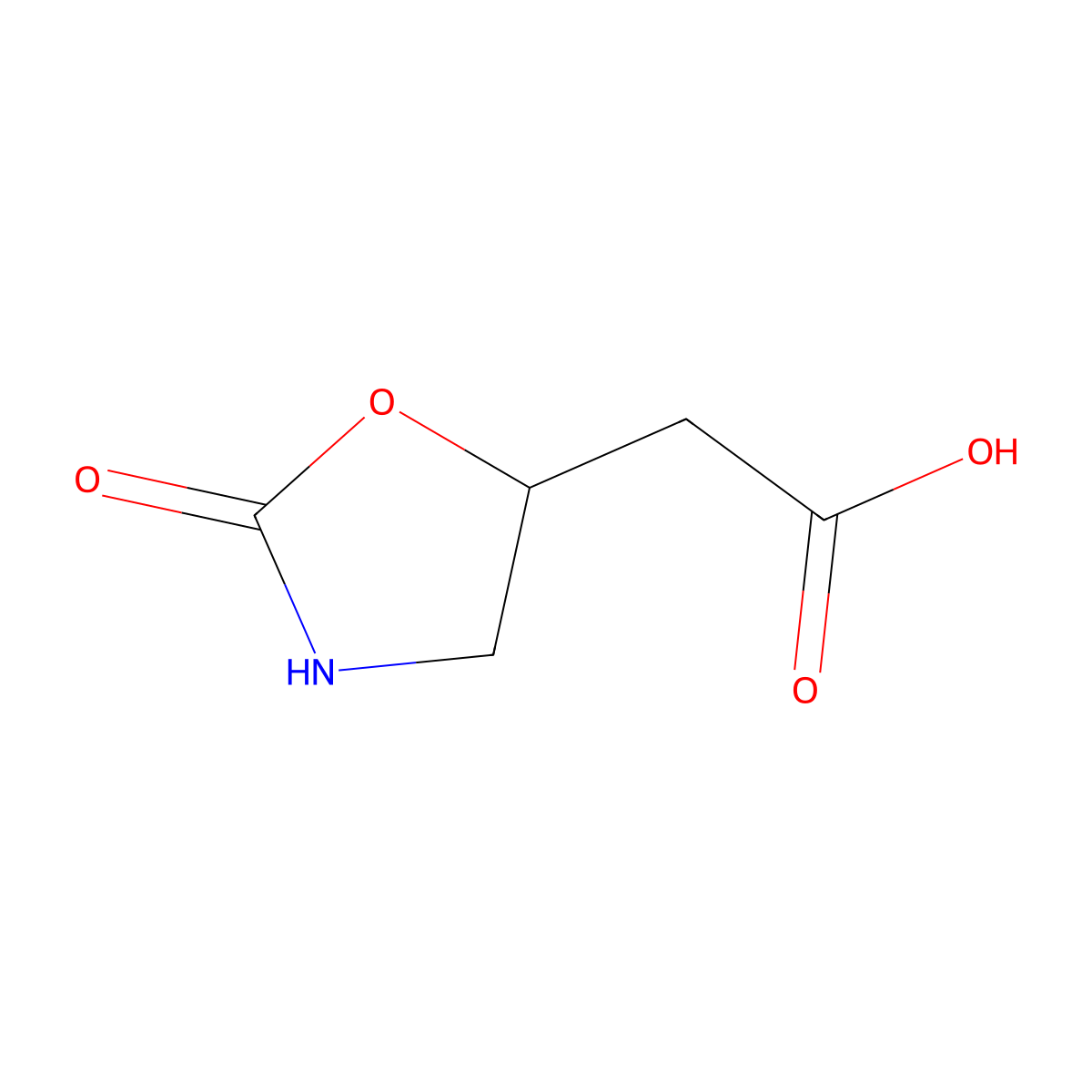 2-[(5R)-2-oxo-1,3-oxazolidin-5-yl]acetic acid molecular structure, CAS 114948-71-9
