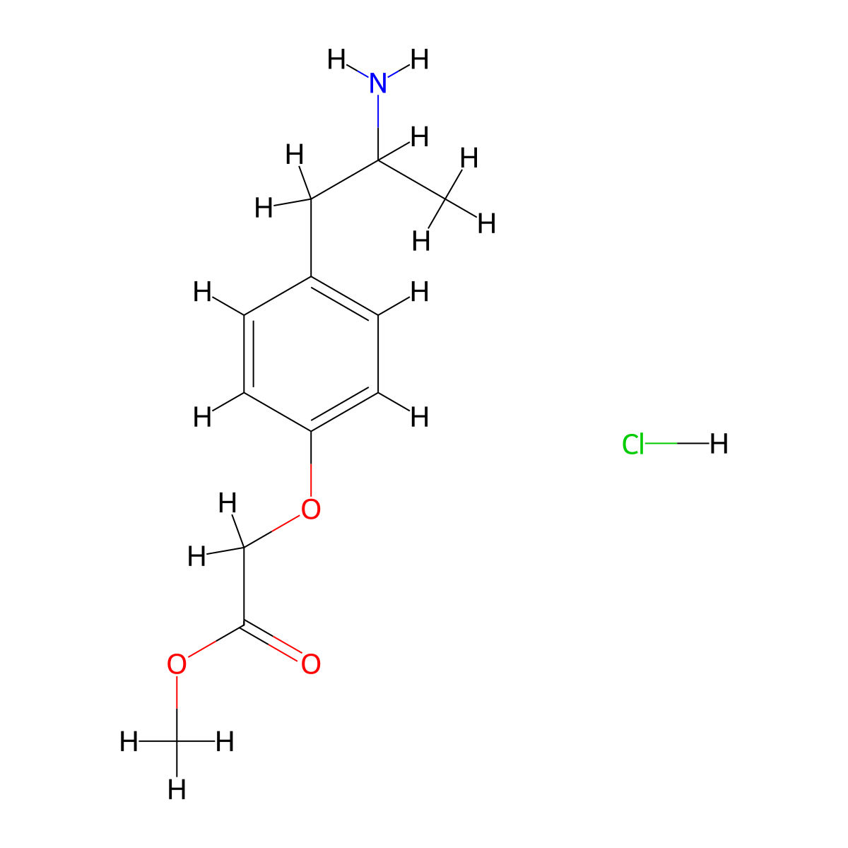 Methyl 2-[4-(2-aminopropyl)phenoxy]acetate hydrochloride molecular structure, CAS 114962-90-2