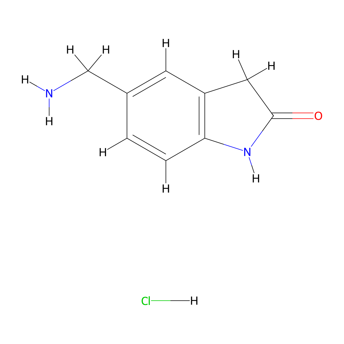 5-(aminomethyl)-2,3-dihydro-1H-indol-2-one hydrochloride molecular structure, CAS 1149622-70-7
