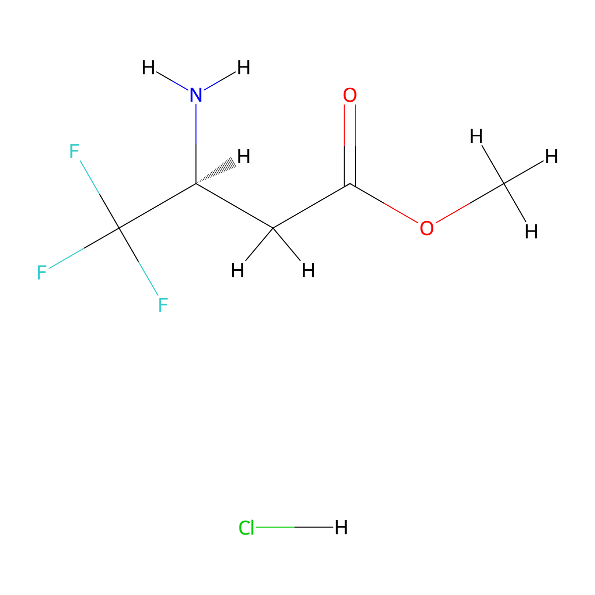 methyl (3S)-3-amino-4,4,4-trifluorobutanoate hydrochloride molecular structure, CAS 1149677-57-5
