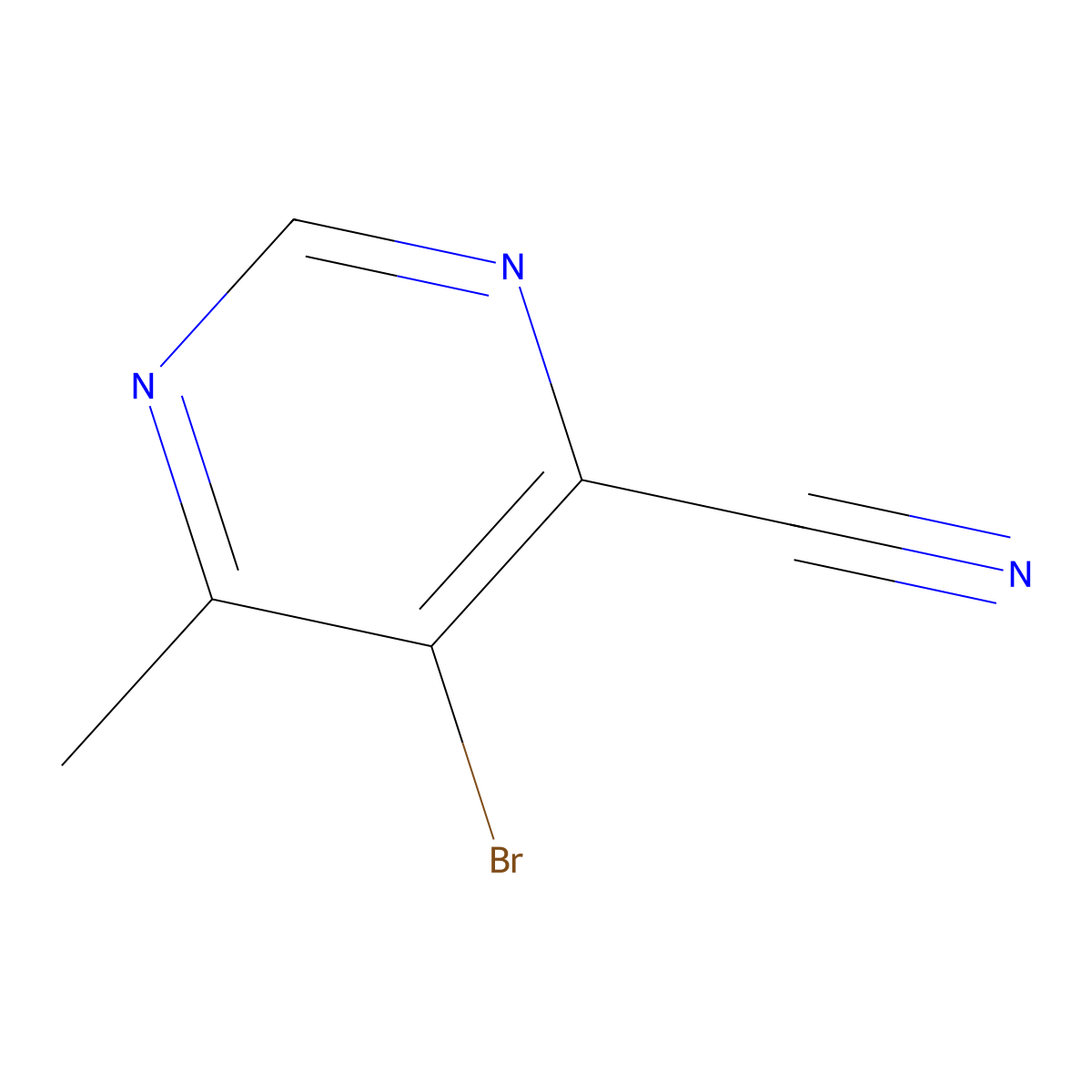 5-Bromo-6-methylpyrimidine-4-carbonitrile molecular structure, CAS 114969-85-6