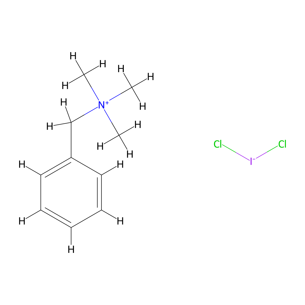Benzyltrimethylammonium dichloroiodate molecular structure, CAS 114971-52-7
