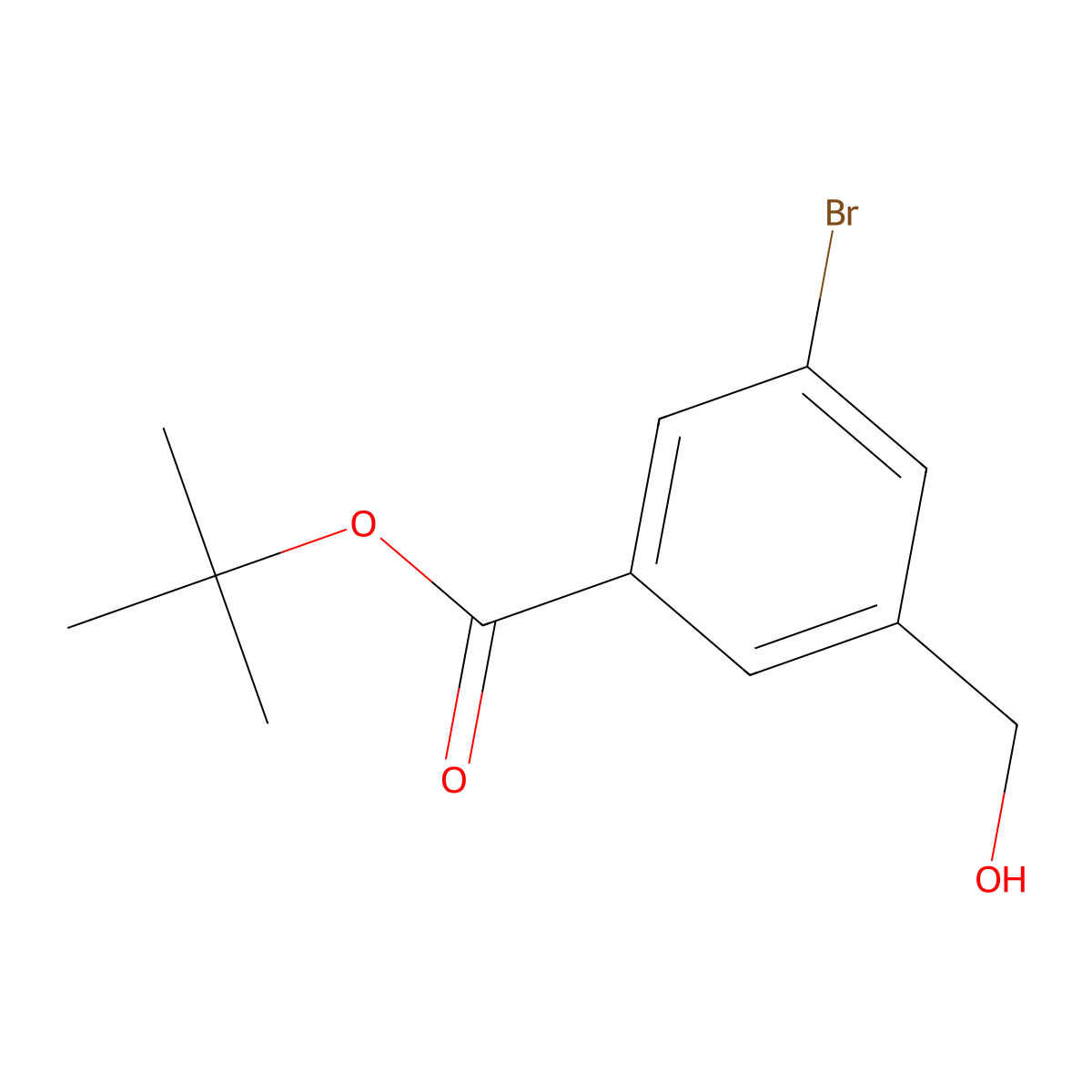 Tert-butyl 3-bromo-5-(hydroxymethyl)benzoate molecular structure, CAS 1149752-66-8