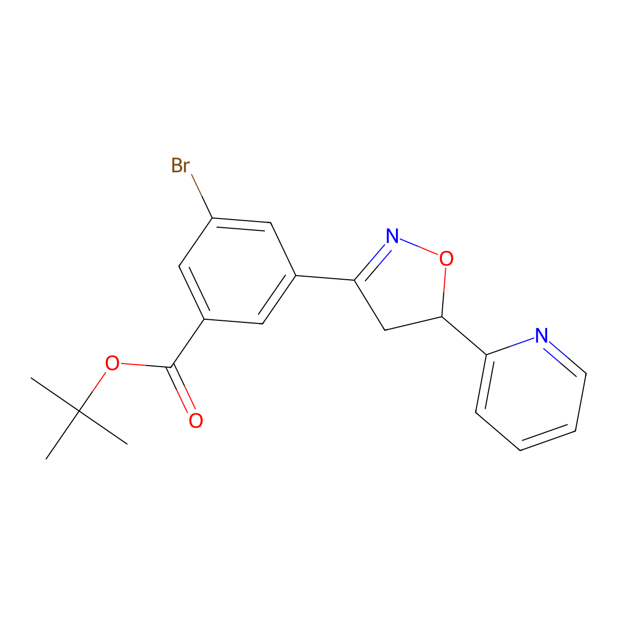 tert-Butyl 3-bromo-5-(5-(pyridin-2-yl)-4,5-dihydroisoxazol-3-yl)benzoate molecular structure, CAS 1149752-68-0