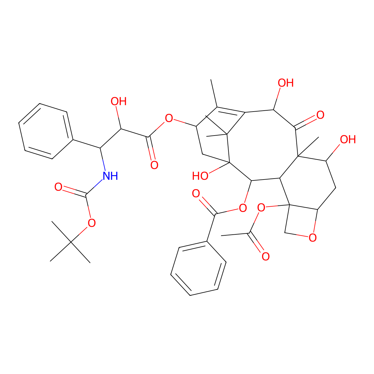 Docetaxel molecular structure, CAS 114977-28-5