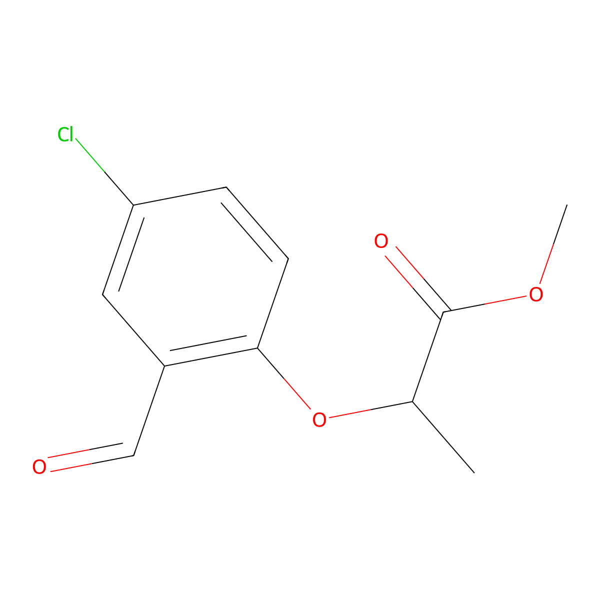 Methyl 2-(4-chloro-2-formylphenoxy)propanoate molecular structure, CAS 1149804-15-8
