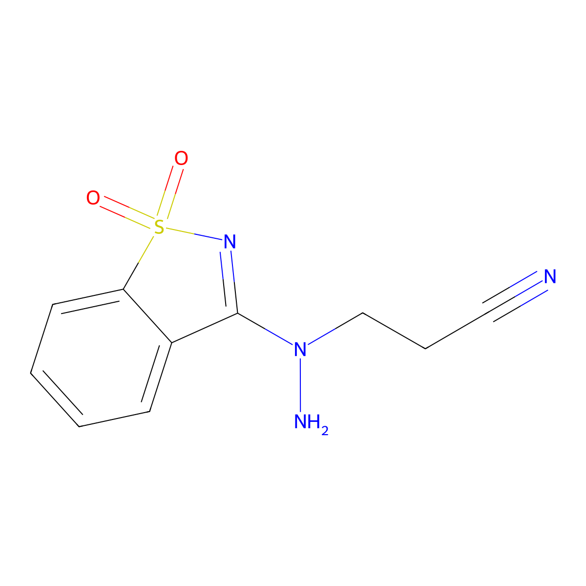 3-[1-(1,1-Dioxido-1,2-benzisothiazol-3-yl)hydrazino]propanenitrile molecular structure, CAS 114997-77-2