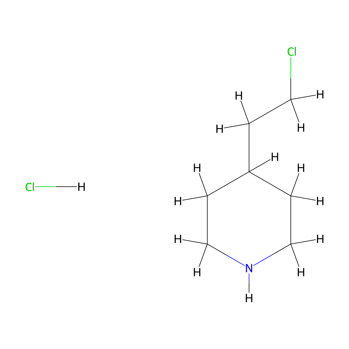 4-(2-Chloroethyl)piperidine hydrochloride molecular structure, CAS 114998-54-8
