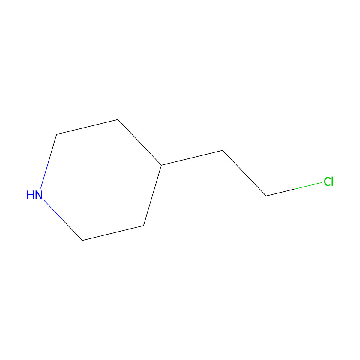 4-(2-Chloroethyl)piperidine molecular structure, CAS 114998-55-9