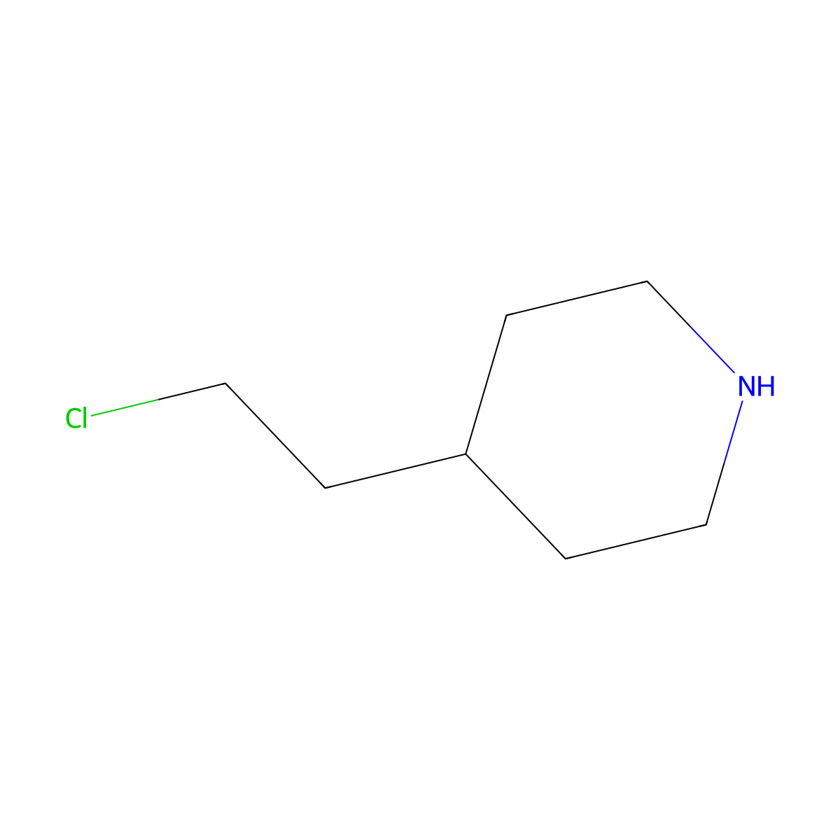 4-(2-Chloroethyl)piperidine molecular structure, CAS 114998-55-9