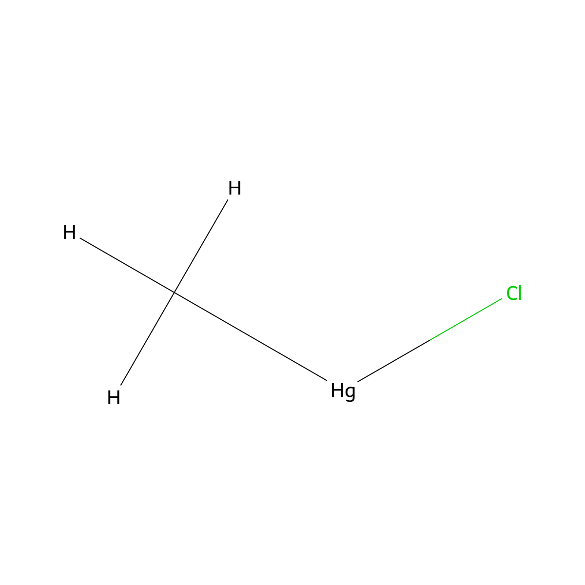 Methylmercury chloride molecular structure, CAS 115-09-3
