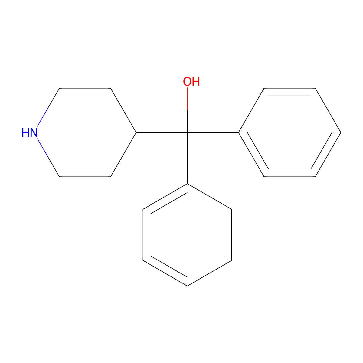 Azacyclonol molecular structure, CAS 115-46-8