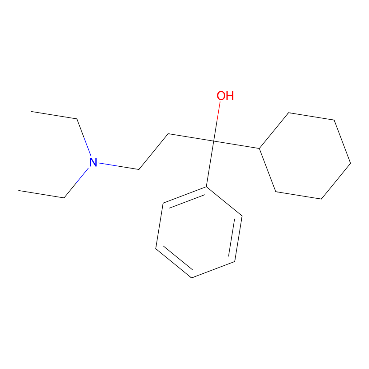 alpha-Cyclohexyl-alpha-(2-(diethylamino)ethyl)benzenemethanol molecular structure, CAS 115-64-0