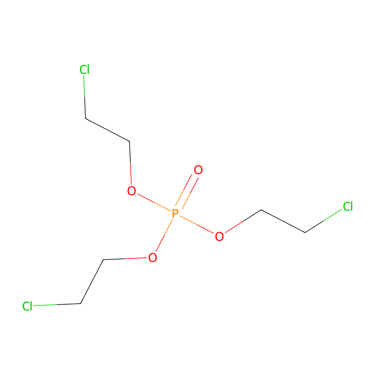 Tris(2-chloroethyl) phosphate molecular structure, CAS 115-96-8