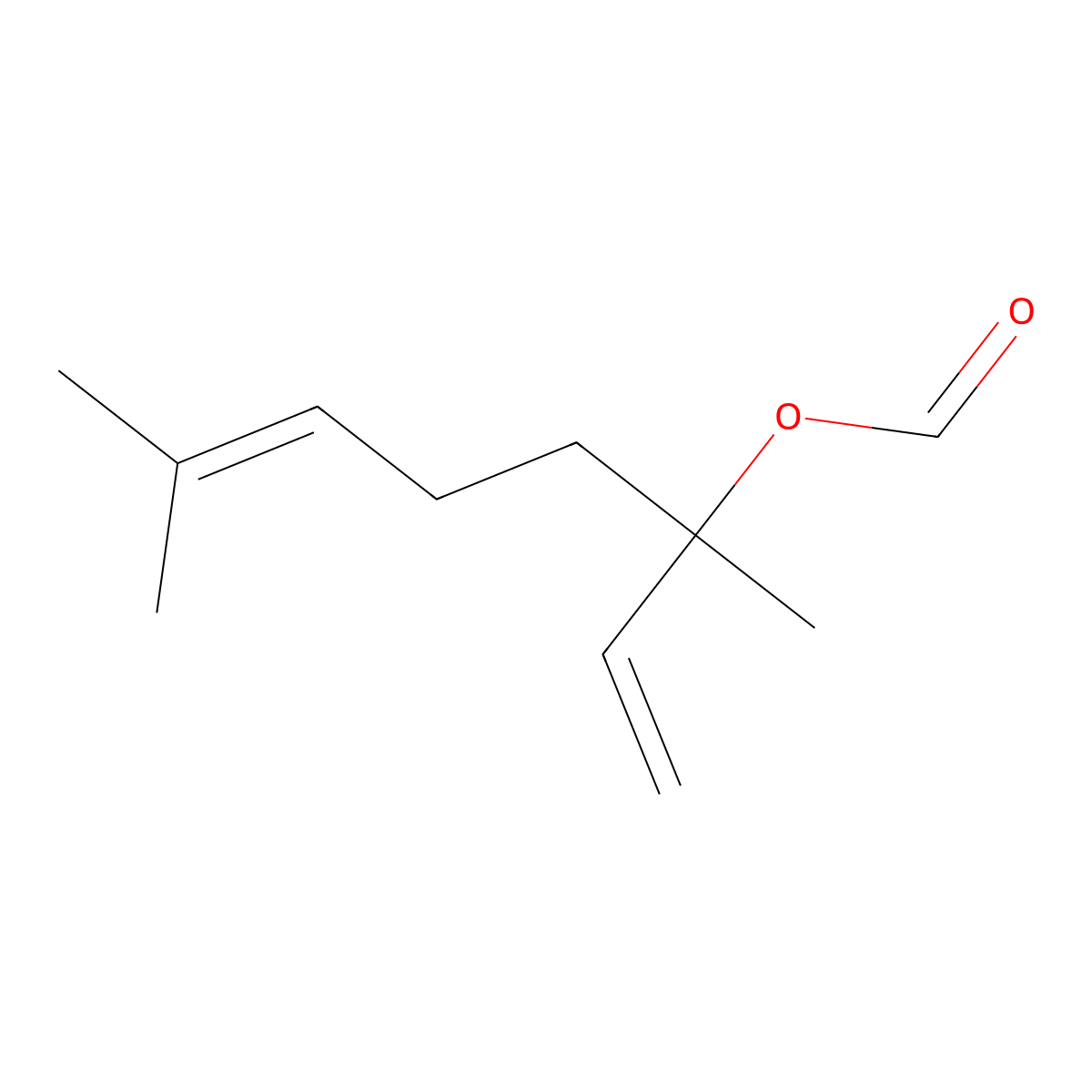 Linalool formate molecular structure, CAS 115-99-1