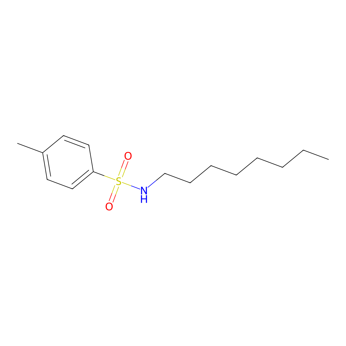 Benzenesulfonamide, 4-methyl-N-octyl- molecular structure, CAS 1150-31-8