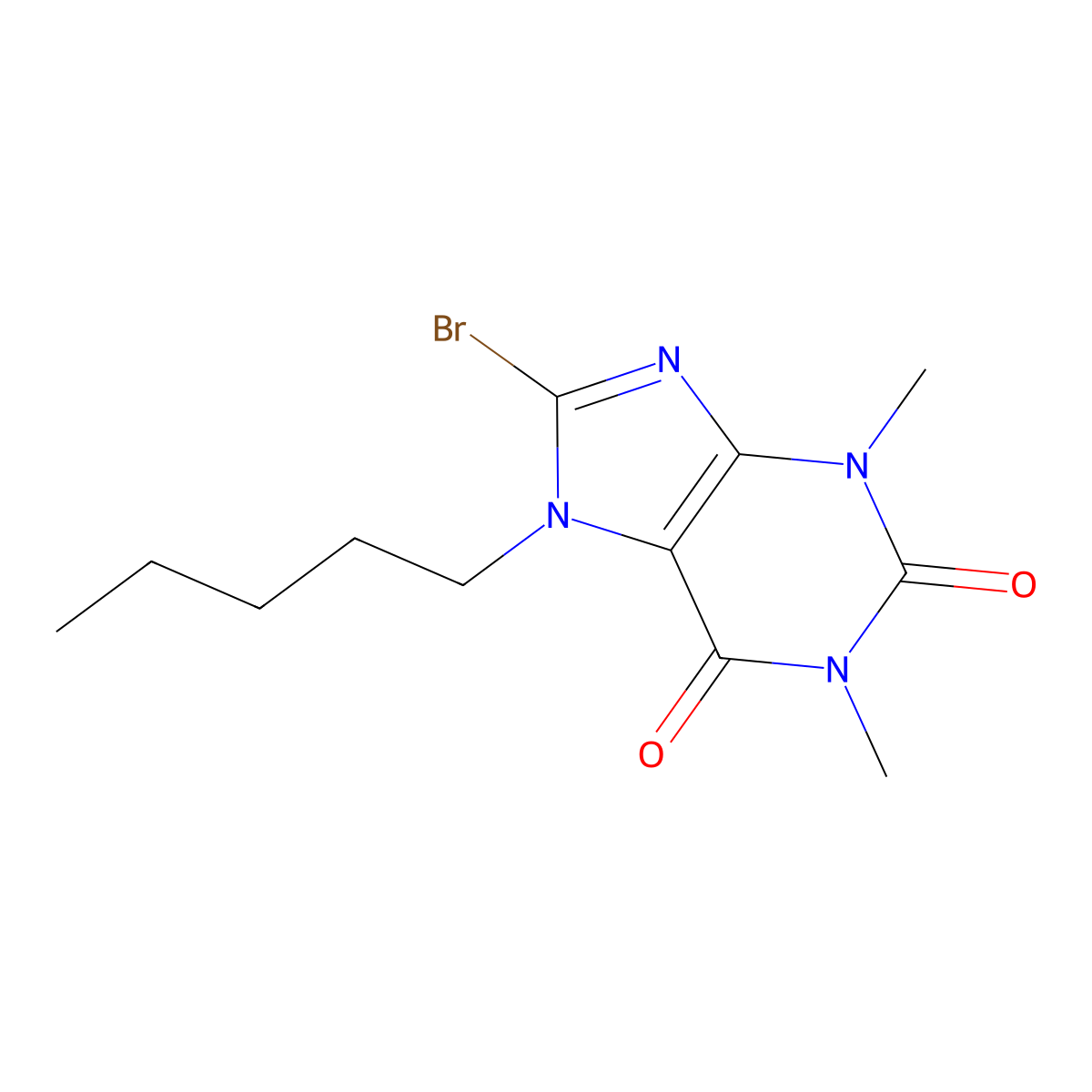 8-Bromo-1,3-dimethyl-7-pentylpurine-2,6-dione molecular structure, CAS 1150-47-6