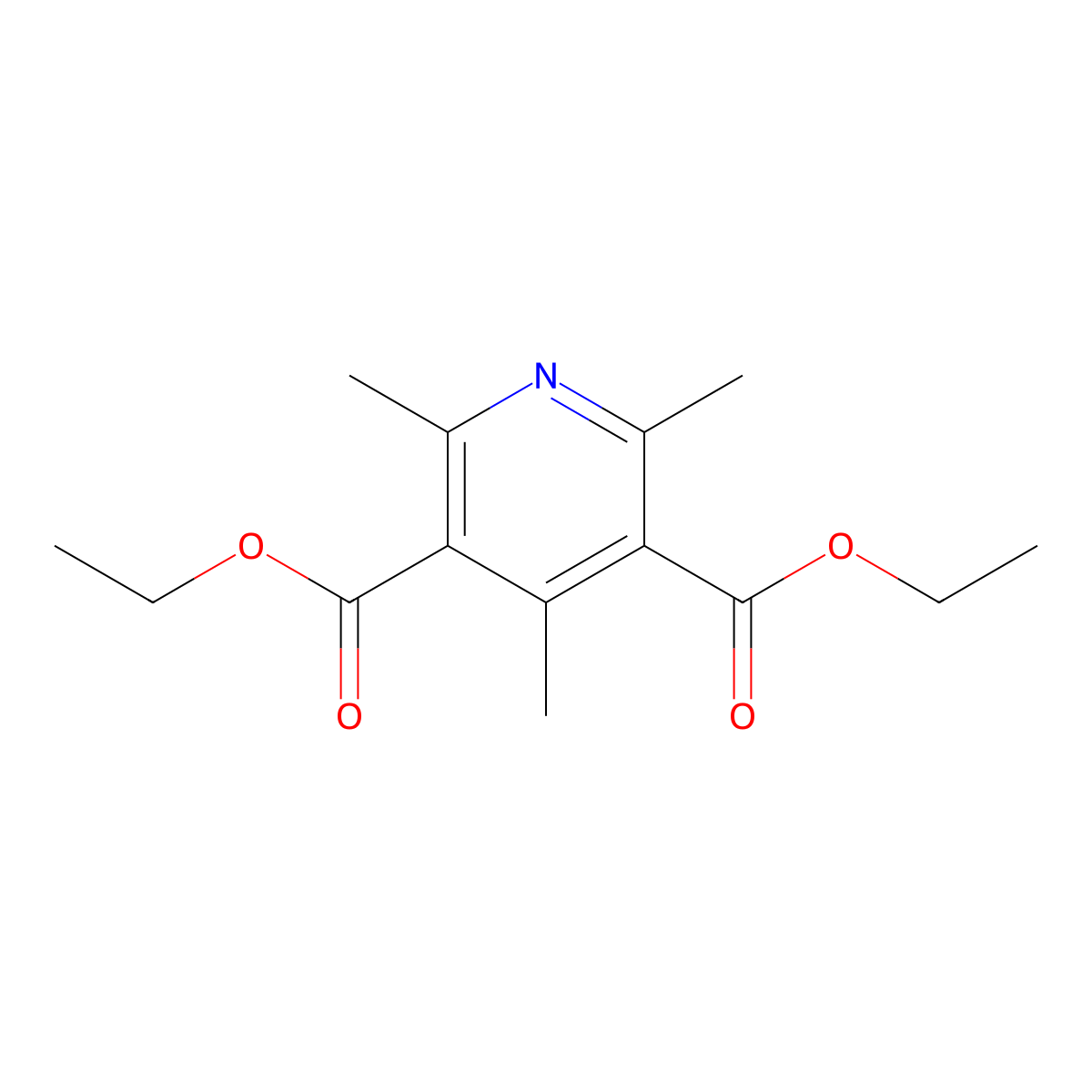 Diethyl 1,4-dihydro-2,4,6-trimethyl-3,5-pyridinedicarboxylate molecular structure, CAS 1150-55-6