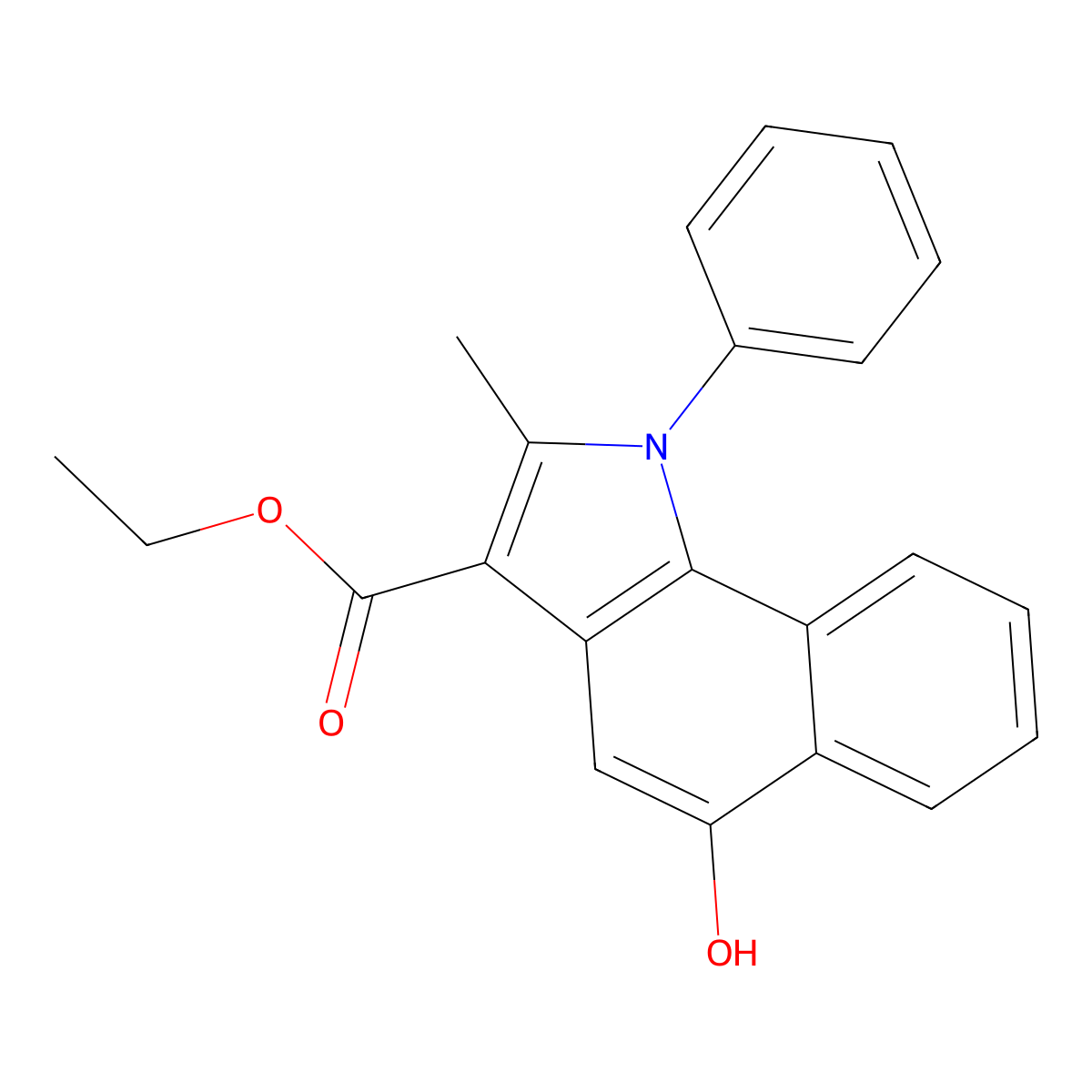 Ethyl 5-hydroxy-2-methyl-1-phenylbenzo[g]indole-3-carboxylate molecular structure, CAS 115003-27-5