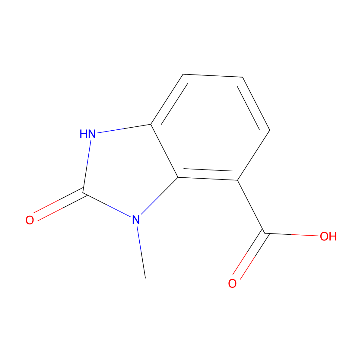 3-methyl-2-oxo-2,3-dihydro-1H-1,3-benzodiazole-4-carboxylic acid molecular structure, CAS 1150102-58-1