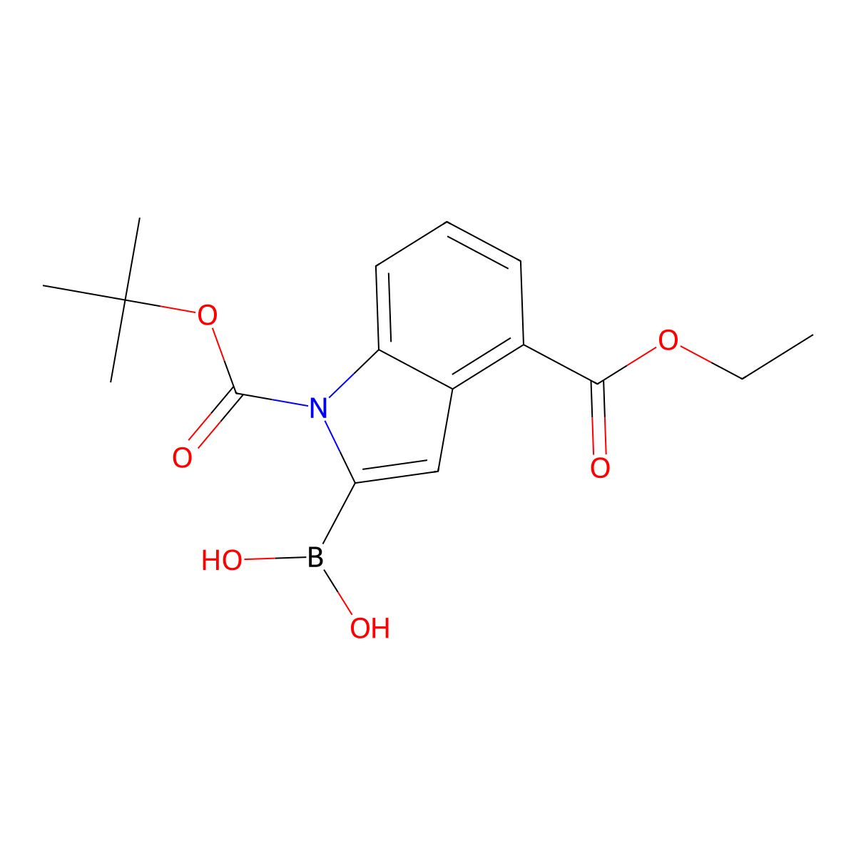 (1-(tert-Butoxycarbonyl)-4-(ethoxycarbonyl)-1H-indol-2-yl)boronic acid molecular structure, CAS 1150114-37-6