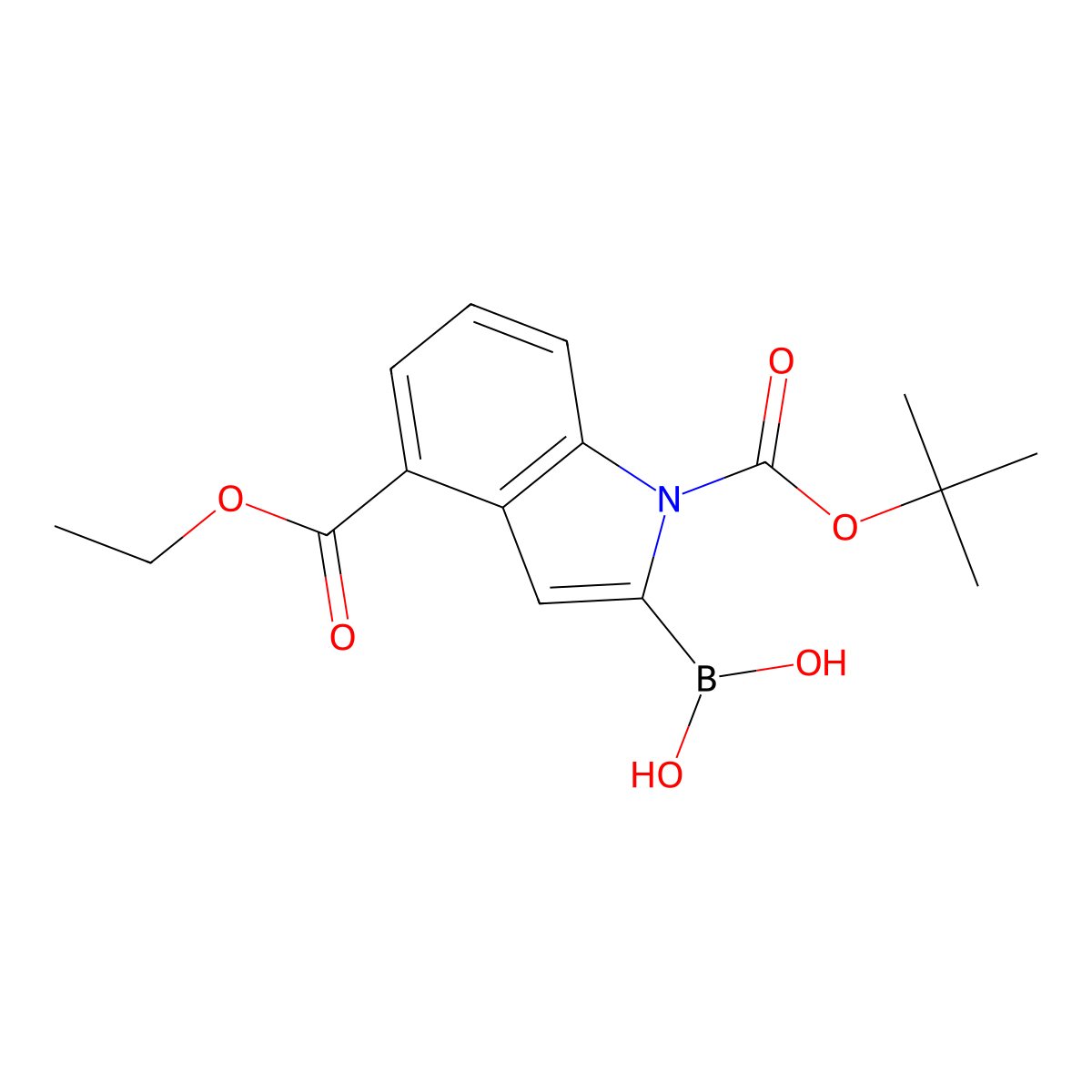 (1-(tert-Butoxycarbonyl)-4-(ethoxycarbonyl)-1H-indol-2-yl)boronic acid molecular structure, CAS 1150114-37-6