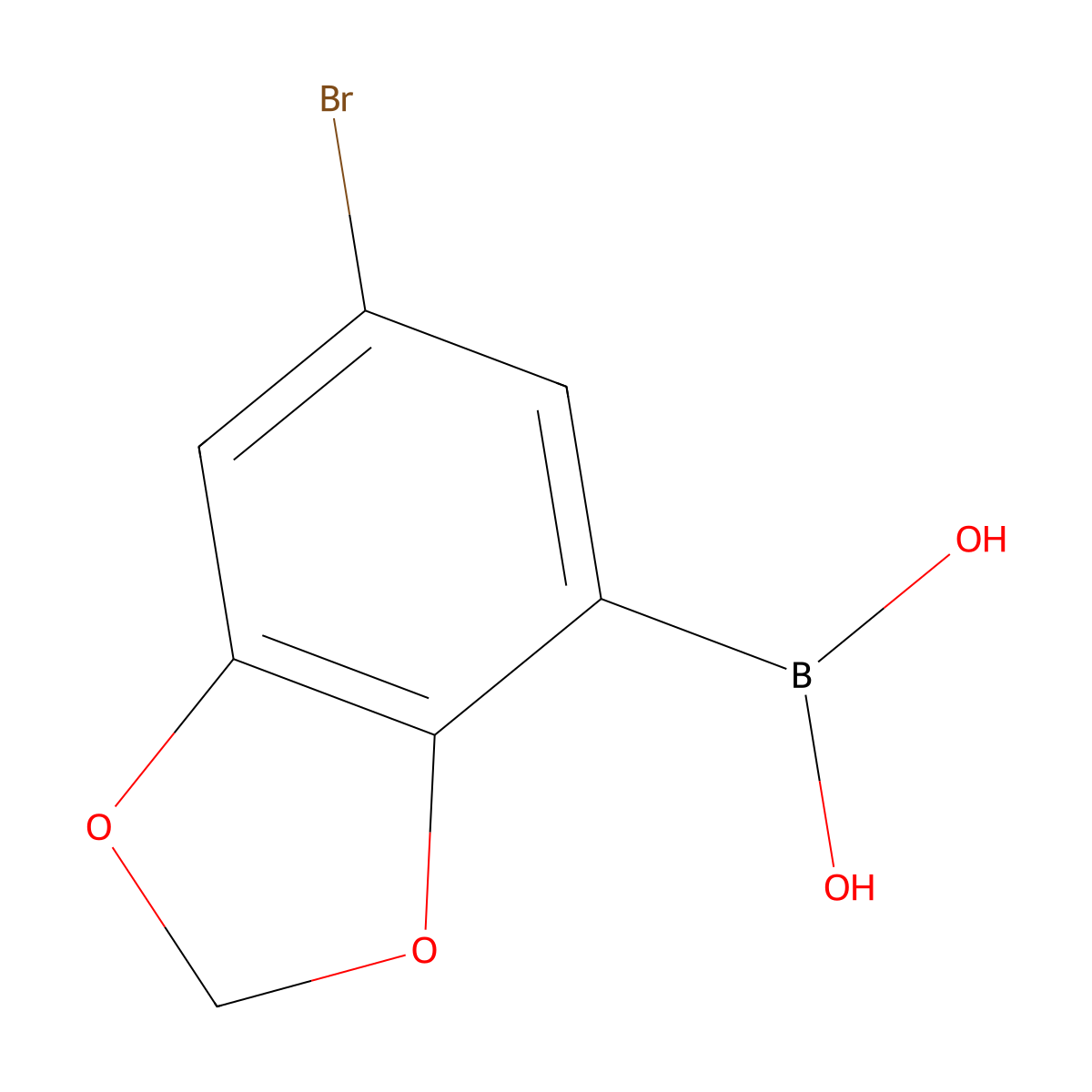 (6-Bromobenzo[d][1,3]dioxol-4-yl)boronic acid molecular structure, CAS 1150114-39-8