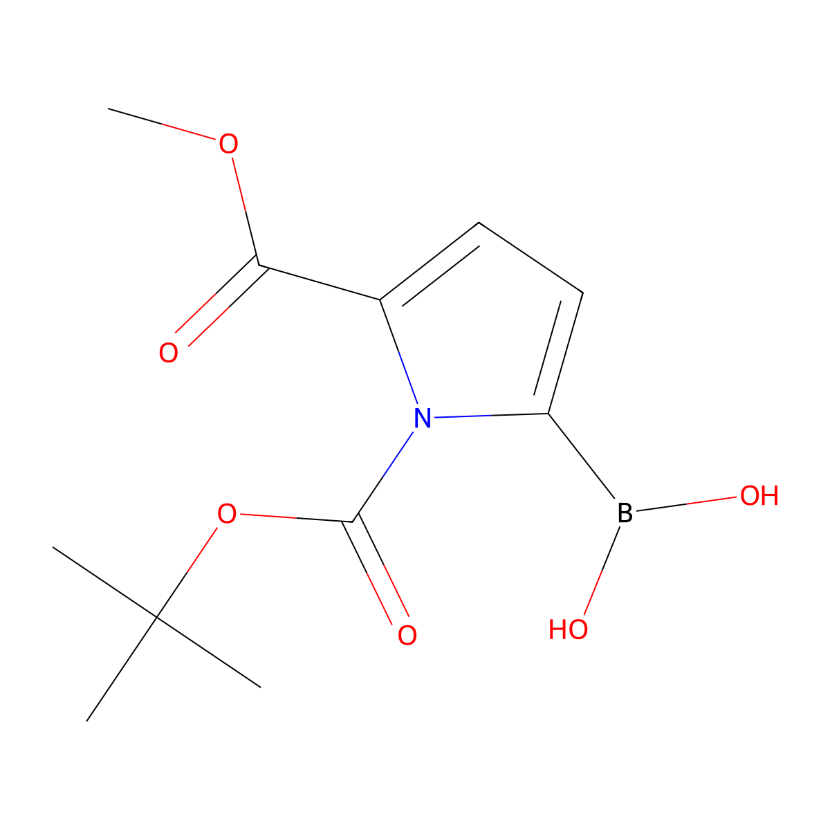 1-BOC-5-(methoxycarbonyl)pyrrole-2-boronic acid molecular structure, CAS 1150114-43-4